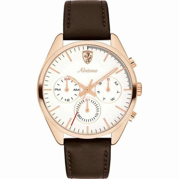 Ferrari Other - Ferrari Men's Scuderia Abetone Rose Gold Brown Leather 42mm Chronograph Watch